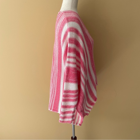 WOODEN SHIPS Paola Buendia Knitted Pink Stripe Poncho Sweater Size S/M - Picture 3 of 7